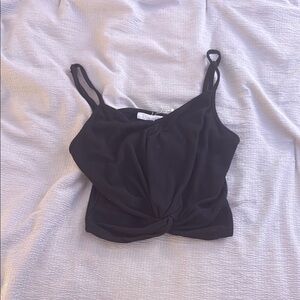 Full Tilt Black Tie Front Crop Camisole